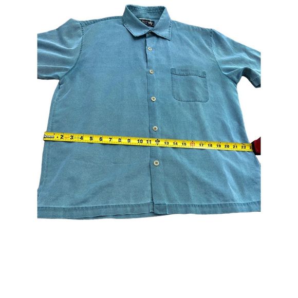 Mens Nat Nast Luxury Originals Silk Short Sleeve Blue Button Up Size Medium - Picture 10 of 11